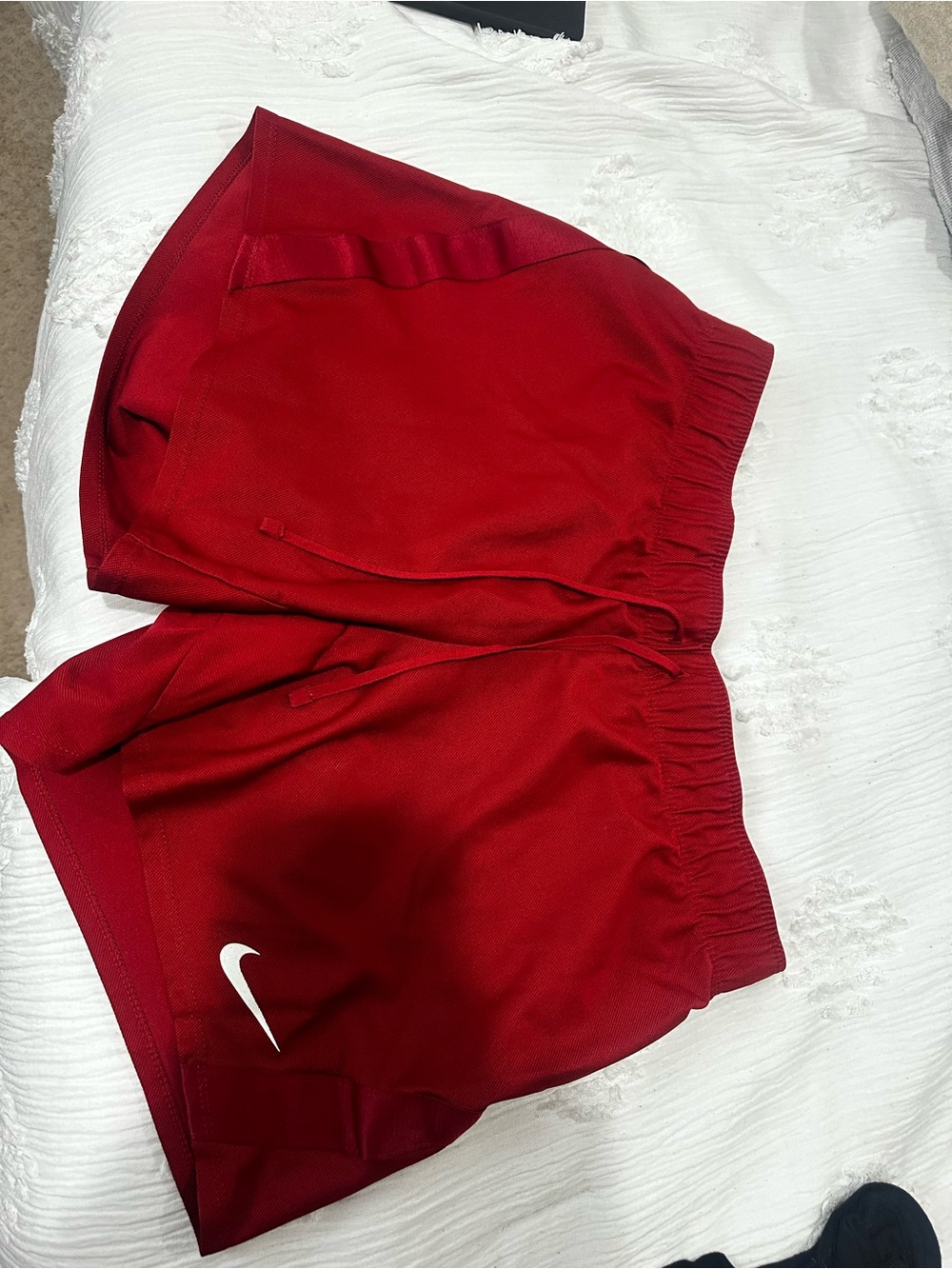Nike Women's Red Athletic Running Shorts with Swoosh